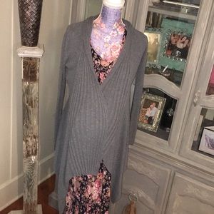 Motherhood Maternity Ribbed Gray Open Grey Cardigan Small